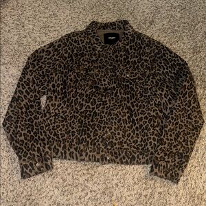 Nine West Leopard Print Jean Jacket women’s size XL